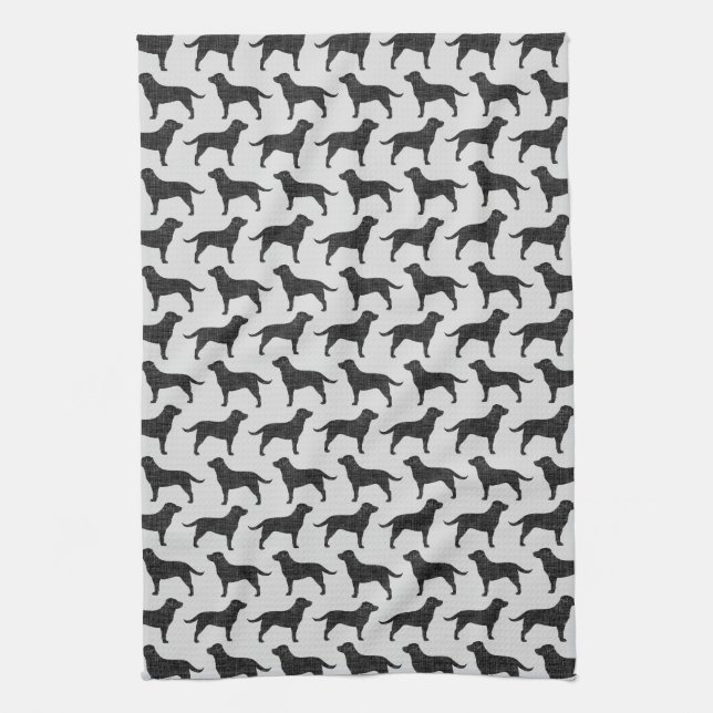 Black Labrador Retriever Silhouettes Pattern Kitchen Towel (Vertical)