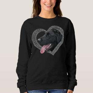 Black Labrador Retriever With Heart Shaped Word Sweatshirt