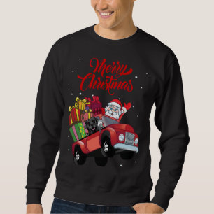 Black Labrador Retriever With Santa Claus In Red T Sweatshirt