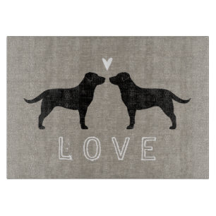 Black Labrador Retrievers with Heart and Love Cutting Board