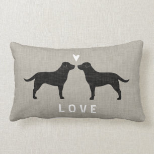 Black Labrador Retrievers with Heart Personalized Lumbar Pillow