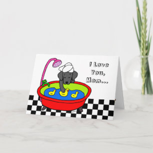Black Labrador & Rubber Ducks Cartoon Card