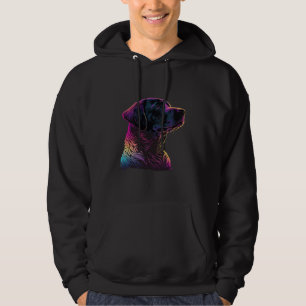Black Labrador s 80s Synthwave Vintage Aesthetic Hoodie