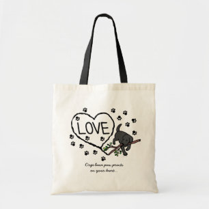 Black Labrador Sand Letters Cartoon Tote Bag