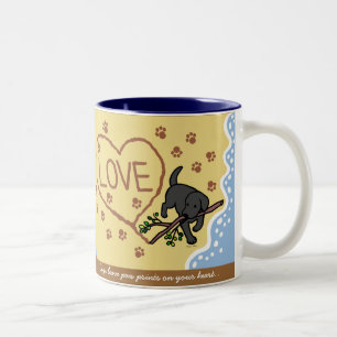 Black Labrador Sand Letters Cartoon Two-Tone Coffee Mug