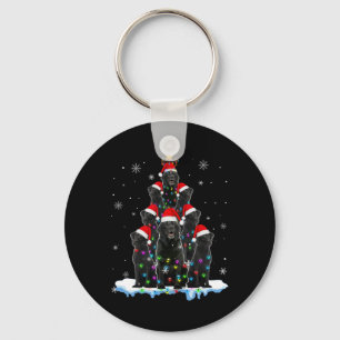 Black Labrador Santa Christmas Tree Lights Xmas Do Keychain