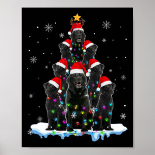 Black Labrador Santa Christmas Tree Lights Xmas Do Poster
