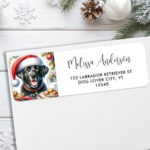 Black Labrador Santa Dog Christmas Return Address