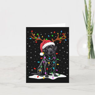 Black Labrador Santa Hat Reindeer Tree Lights Chri Card