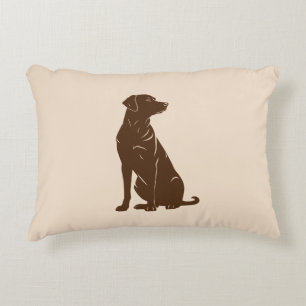 Black labrador silhouette illustration accent pillow