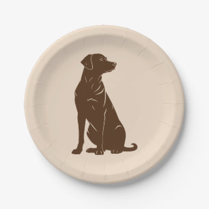 Black labrador silhouette illustration  paper plate