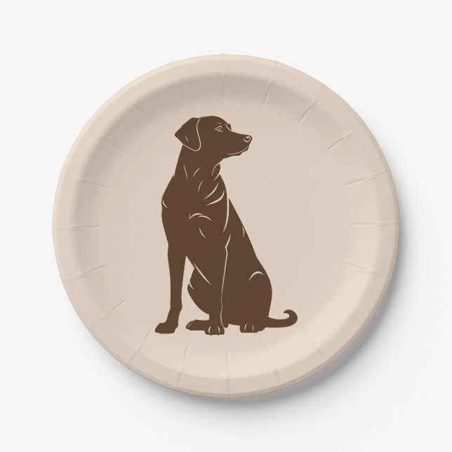 Black labrador silhouette illustration  paper plate (Front)
