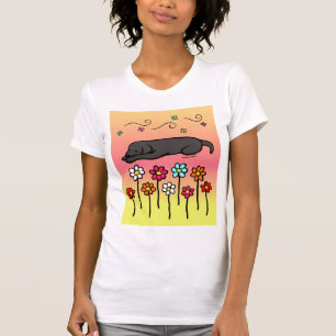 Black Labrador Sleeping in the Garden T-Shirt