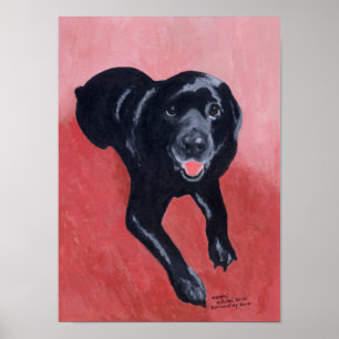 Black Labrador Smiling Artwork Poster