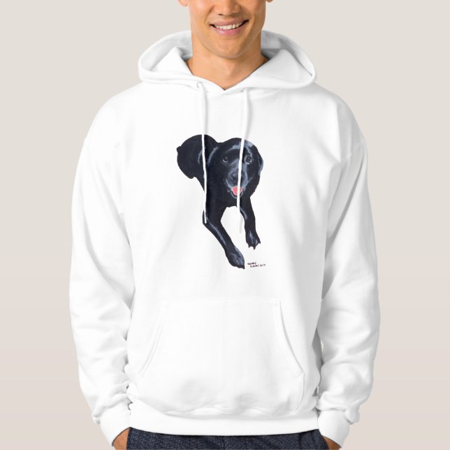 Black Labrador Smiling Hoodie (Front)
