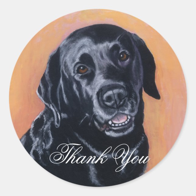 Black Labrador Smiling in the light Classic Round Sticker (Front)