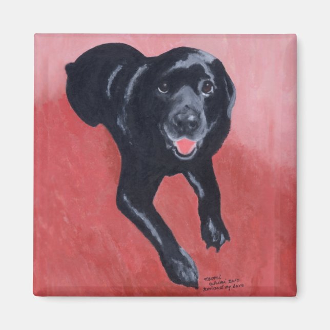 Black Labrador Smiling Magnet (Front)