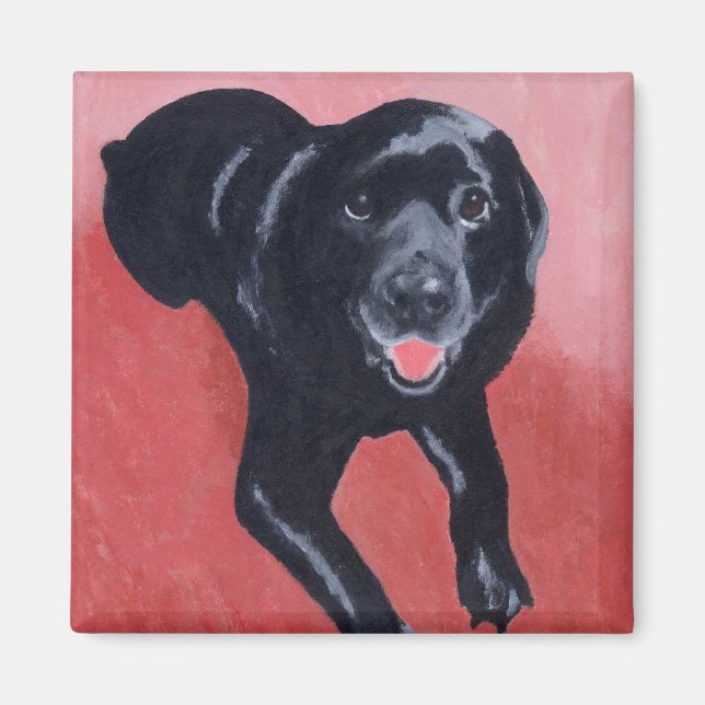 Black Labrador Smiling Magnet (Front)