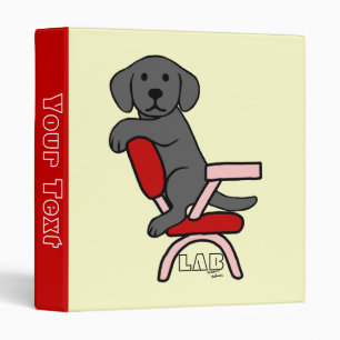 Black Labrador Student 3 Cartoon Binder