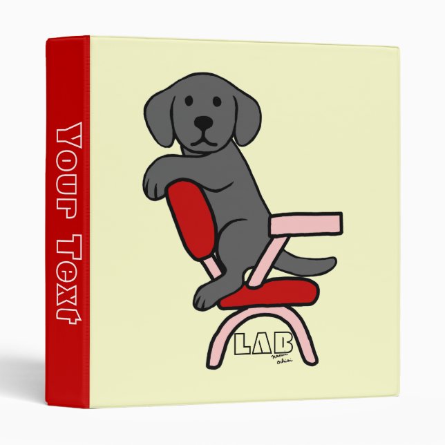 Black Labrador Student 3 Cartoon Binder (Front/Spine)