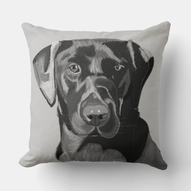 Black Labrador  Throw Pillow (Front)