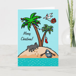 Black Labrador Tropical Christmas Holiday Card