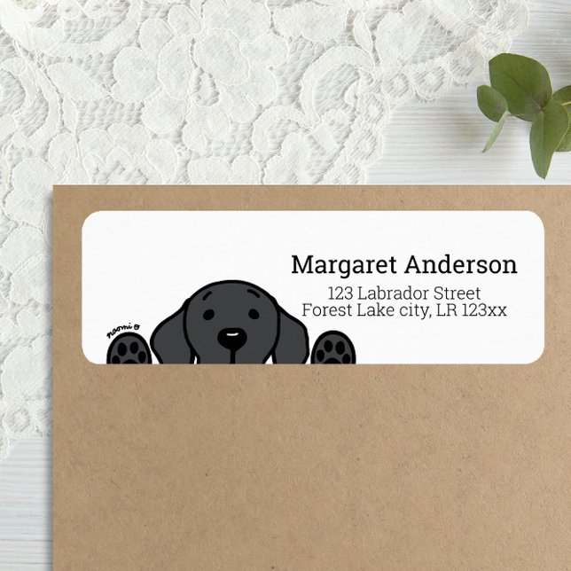 Black Labrador Watching Return Address (Black Labrador Cartoon Style Return Address Label for Black Labrador Owners.)