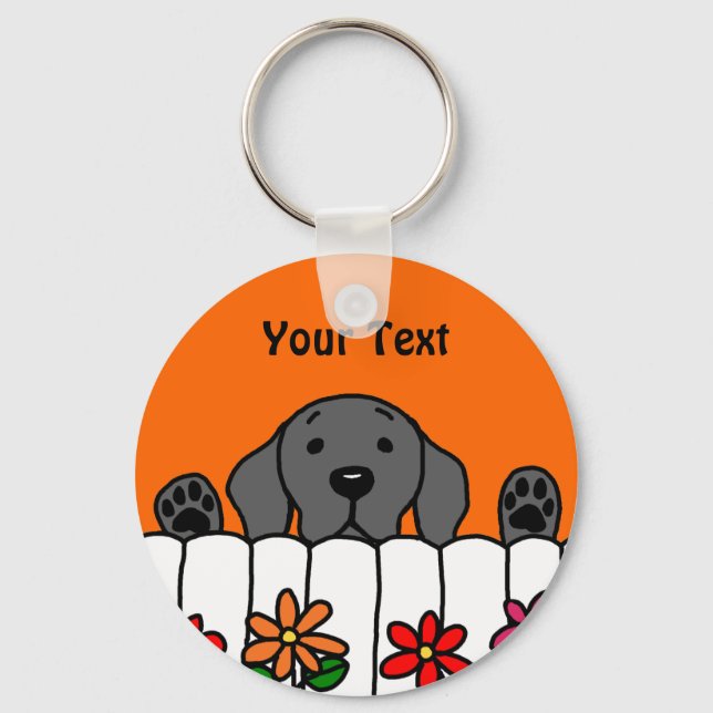 Black Labrador watching you Keychain (Front)