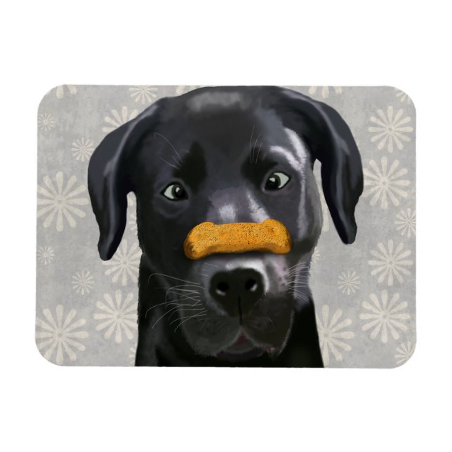 Black Labrador With Bone on Nose 2 Magnet (Horizontal)