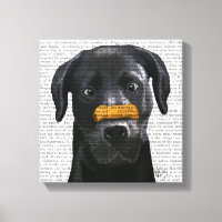 Black Labrador With Bone on Nose