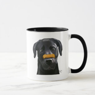 Black Labrador With Bone on Nose Mug