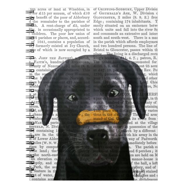 Black Labrador With Bone on Nose Notebook (Front)
