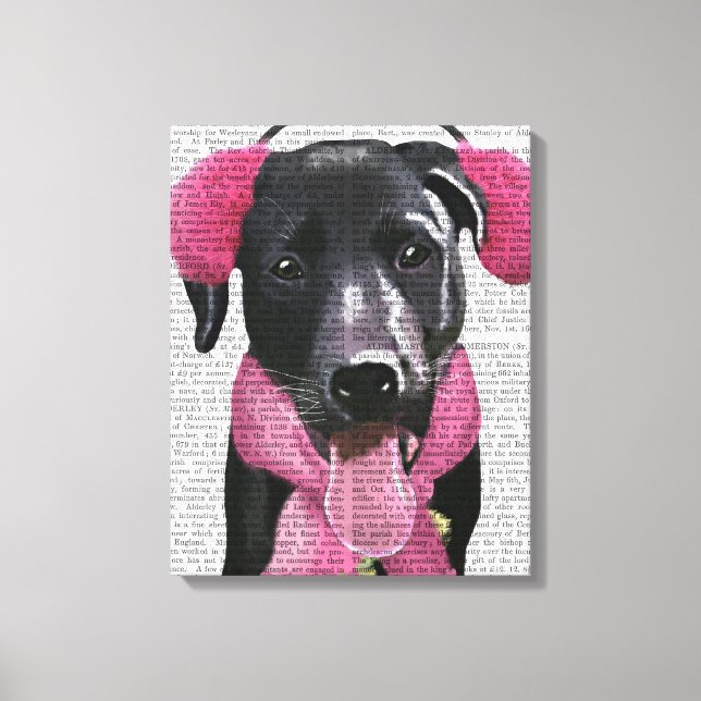 Black Labrador With Ear Muffs Canvas Print (Front)