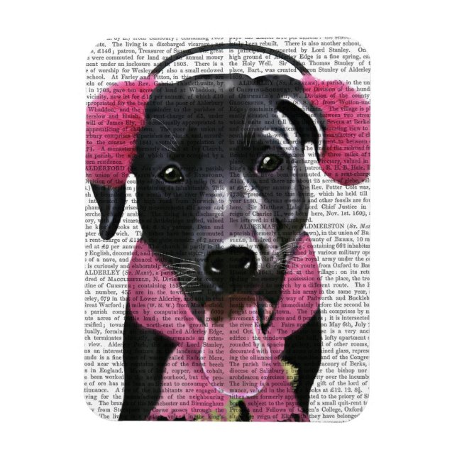 Black Labrador With Ear Muffs Magnet (Vertical)