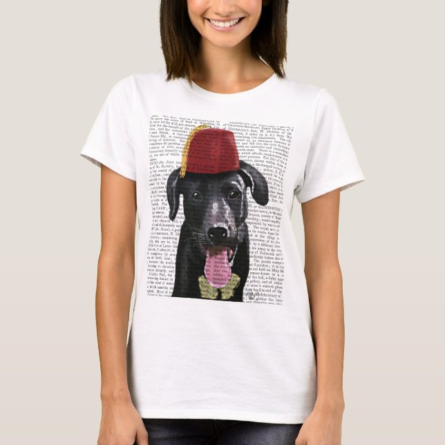 Black Labrador With Fez T-Shirt (Front)