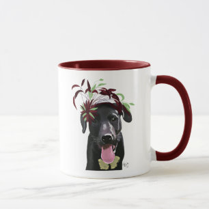 Black Labrador With Green Fascinator Mug
