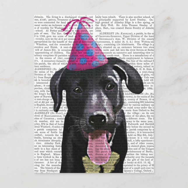 Black Labrador With Party Hat Invitation Postcard (Front)
