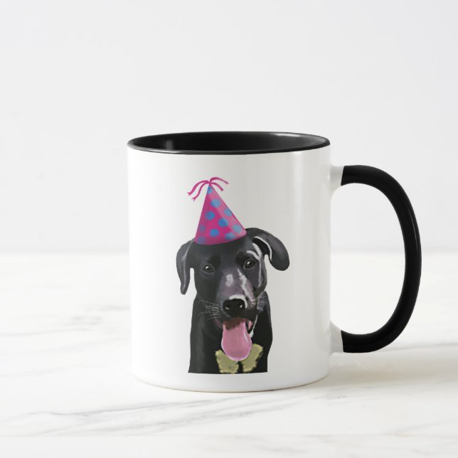 Black Labrador With Party Hat Mug (Right)