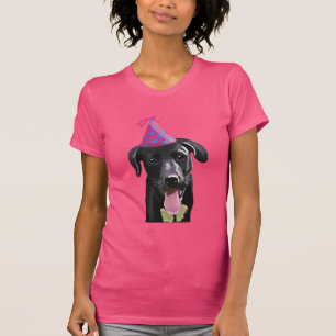 Black Labrador With Party Hat T-Shirt