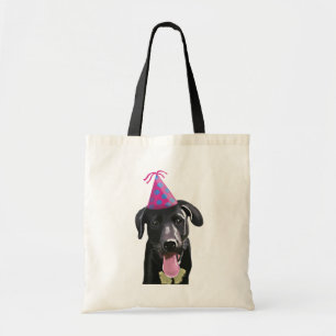 Black Labrador With Party Hat Tote Bag