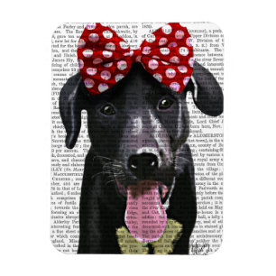 Black Labrador With Red Bow On Head Magnet