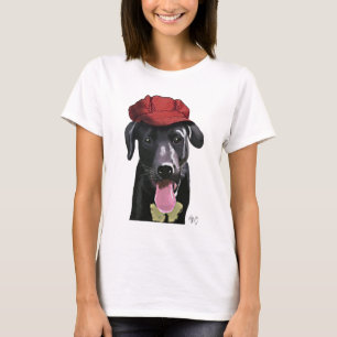 Black Labrador With Red Cap T-Shirt