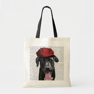 Black Labrador With Red Cap Tote Bag