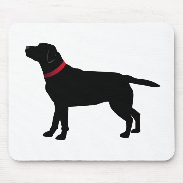 Black Labrador with Red Collar Mouse Pad (Front)