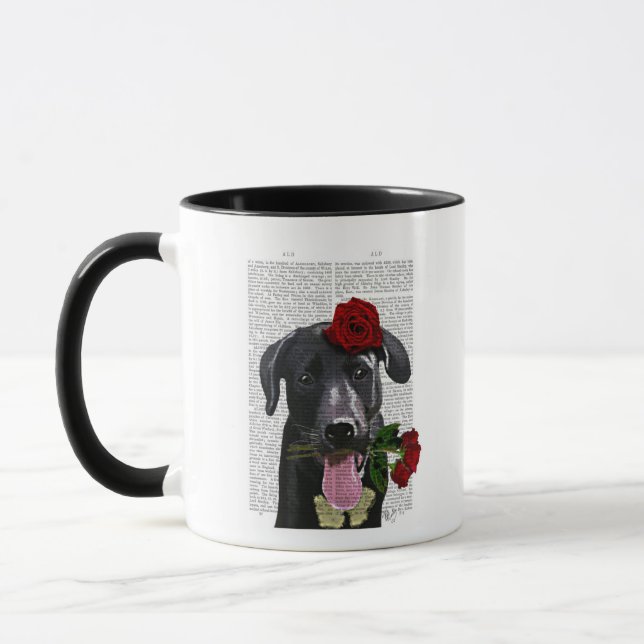 Black Labrador with Roses Mug (Left)