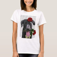 Black Labrador with Roses