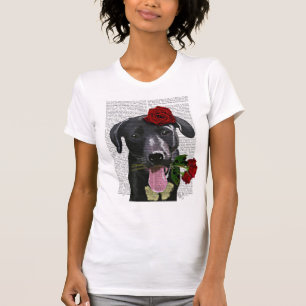 Black Labrador with Roses T-Shirt