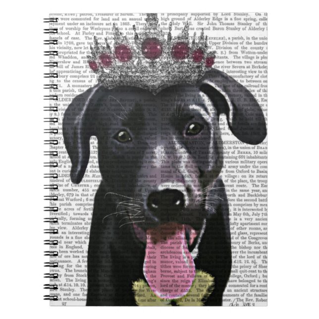 Black Labrador With Tiara Notebook (Front)