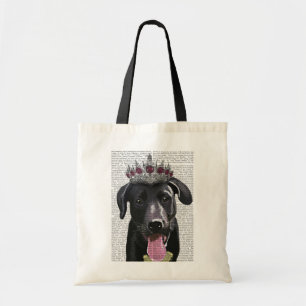 Black Labrador With Tiara Tote Bag