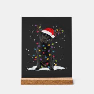 Black Labrador Xmas Dog Christmas Tree Light Class Acrylic Sign